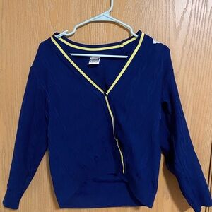 Stylish V-Neck Sweater with Yellow Trim